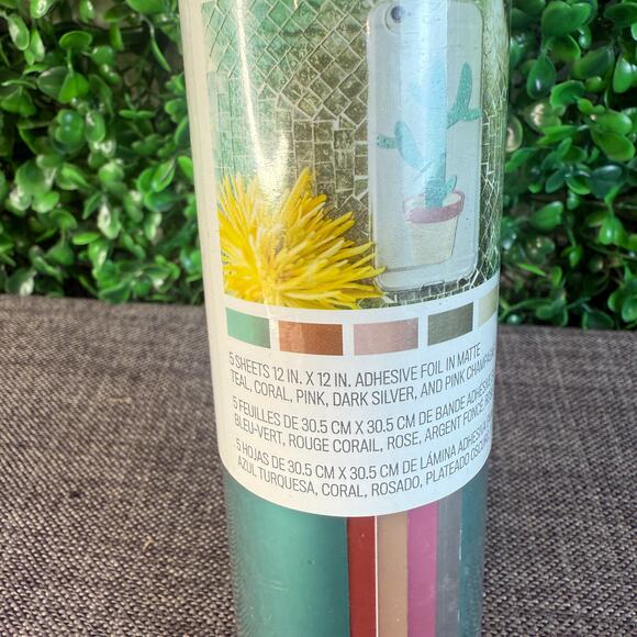 Cricut 5 Sheets 12X12 Adhesive Foil MatteTeal ,Coral, Pink, Dark Silver & Pink - Picture 9 of 12